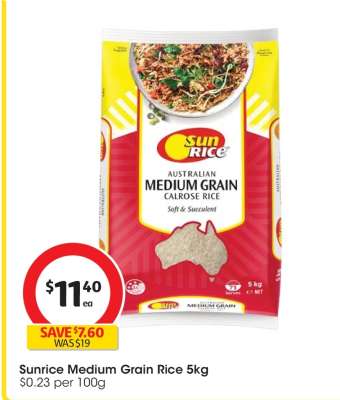 Sunrice Medium Grain Rice 5kg