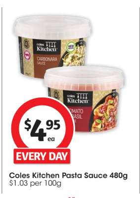 Coles Kitchen Pasta Sauce 480g