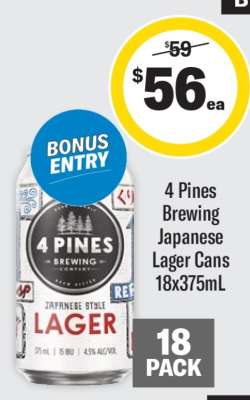 4 Pines Brewing Japanese Lager Cans 18x375mL