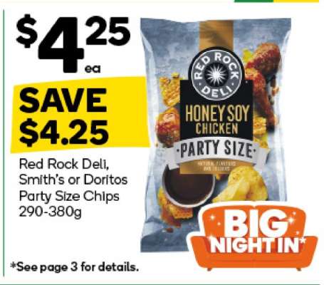 Red Rock Deli, Smith’s or Doritos Party Size Chips 290-380g