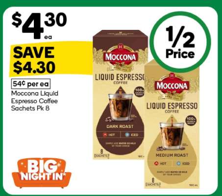 Moccona Liquid Espresso Coffee Sachets Pk 8