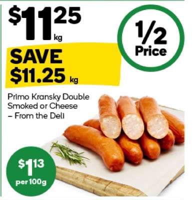 Primo Kransky Double Smoked or Cheese – From the Deli