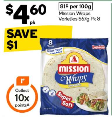 Mission Wraps Varieties 567g Pk 8