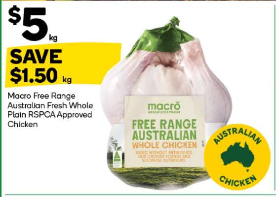 Macro Free Range Australian Fresh Whole Plain RSPCA Approved Chicken