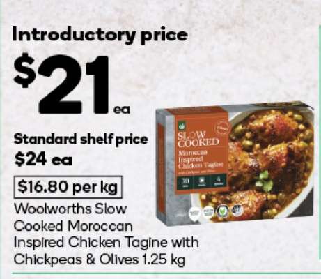 Woolworths Slow Cooked Moroccan Inspired Chicken Tagine with Chickpeas & Olives 1.25 kg