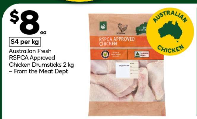 Australian Fresh RSPCA Approved Chicken Drumsticks 2 kg