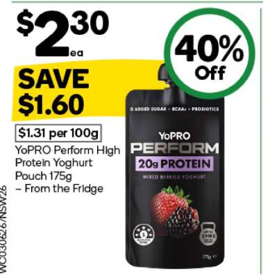 YoPRO Perform High Protein Yoghurt Pouch 175g