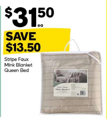 Stripe Faux Mink Blanket Queen Bed