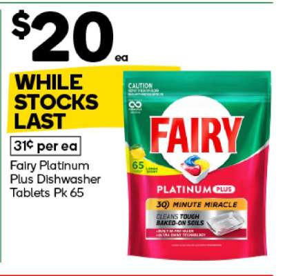 Fairy Platinum Plus Dishwasher Tablets Pk 65
