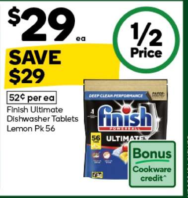 Finish Ultimate Dishwasher Tablets Lemon Pk 56
