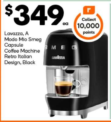 Lavazza, A Modo Mio Smeg Capsule Coffee Machine Retro Italian Design, Black
