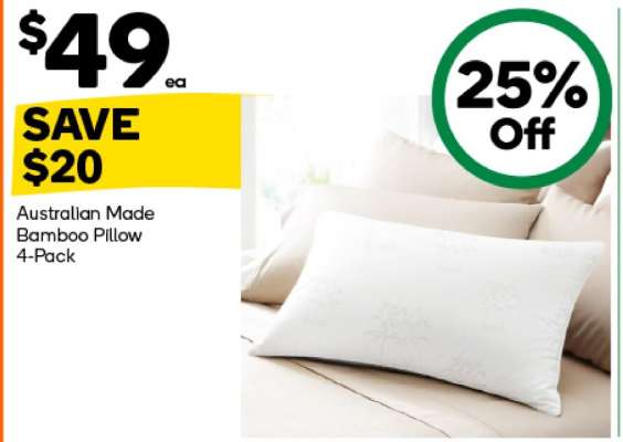 Australian Made Bamboo Pillow 4-Pack
