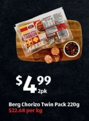 Berg Chorizo Twin Pack 220g