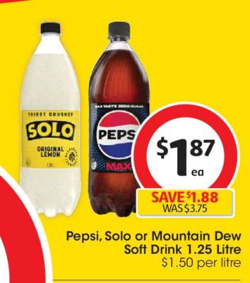 Pepsi, Solo or Mountain Dew Soft Drink