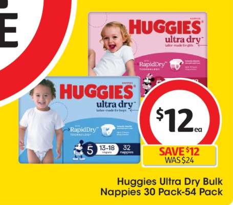 Huggies Ultra Dry Bulk Nappies 30 Pack-54 Pack