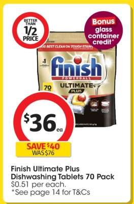 Finish Ultimate Plus Dishwashing Tablets 70 Pack