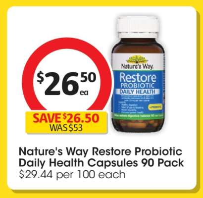 Nature's Way Restore Probiotic Daily Health Capsules 90 Pack