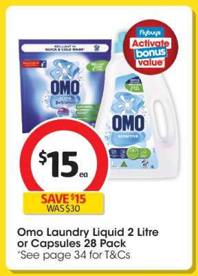 Omo Laundry Liquid 2 Litre or Capsules 28 Pack