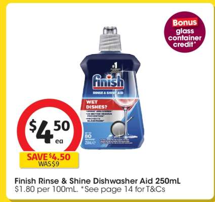 Finish Rinse & Shine Dishwasher Aid 250mL
