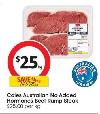 Coles Australian No Added Hormones Beef Rump Steak