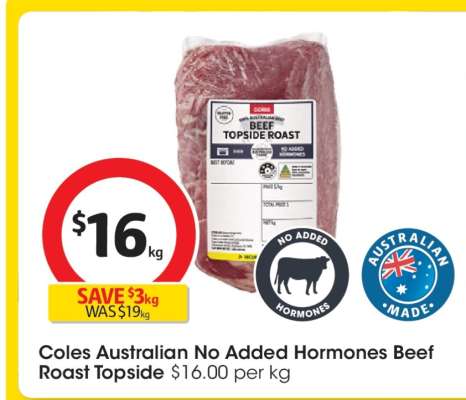 Coles Australian No Added Hormones Beef Roast Topside
