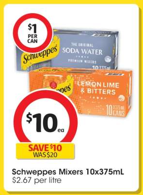 Schweppes Mixers 10x375mL