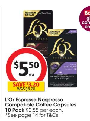 L'OR Espresso Nespresso Compatible Coffee Capsules 10 Pack