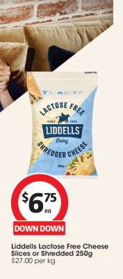 Liddells Lactose Free Cheese Slices or Shredded 250g