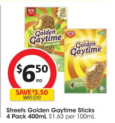 Streets Golden Gaytime Sticks 4 Pack 400mL