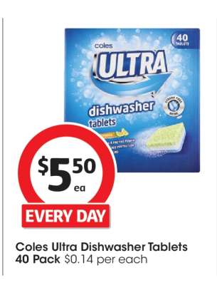 Coles Ultra Dishwasher Tablets 40 Pack
