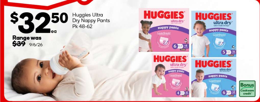 Huggies Ultra Dry Nappy Pants Pk 48-62