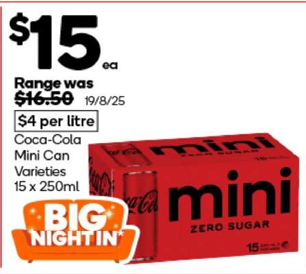 Coca-Cola Mini Can Varieties 15 x 250mL
