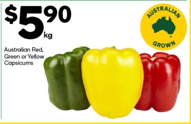 Australian Red, Green or Yellow Capsicums