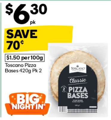 Toscano Pizza Bases 420g Pk 2