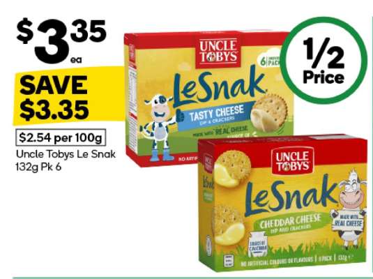 Uncle Tobys Le Snak 132g Pk 6