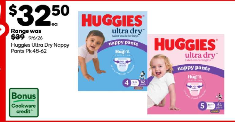 Huggies Ultra Dry Nappy Pants Pk 48-62