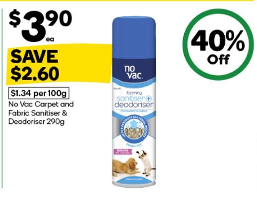No Vac Carpet and Fabric Sanitiser & Deodoriser 290g