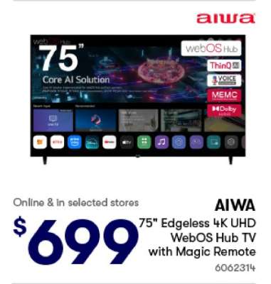 75" Edgeless 4K UHD WebOS Hub TV with Magic Remote