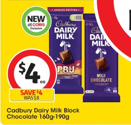 Cadbury Dairy Milk Block Chocolate 160g-190g