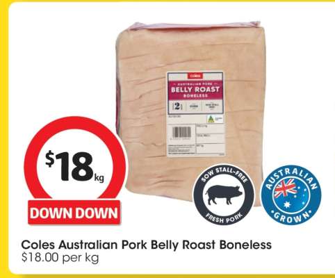 Coles Australian Pork Belly Roast Boneless
