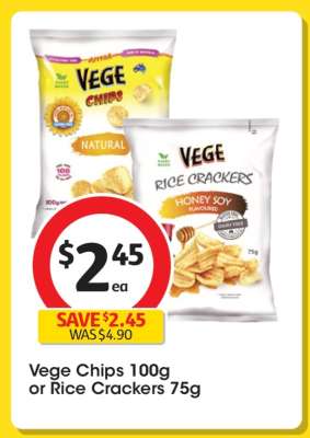 Vege Chips 100g or Rice Crackers 75g