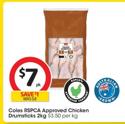 Coles RSPCA Approved Chicken Drumsticks 2kg