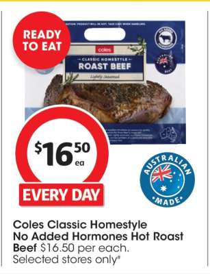 Coles Classic Homestyle No Added Hormones Hot Roast Beef