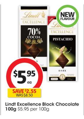 Lindt Excellence Block Chocolate 100g