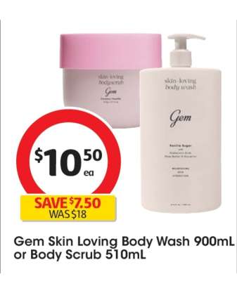 Gem Skin Loving Body Wash 900mL or Body Scrub 510mL