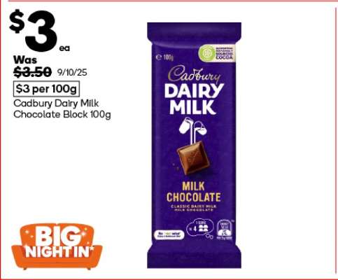 Cadbury Dairy Milk Chocolate Block 100g