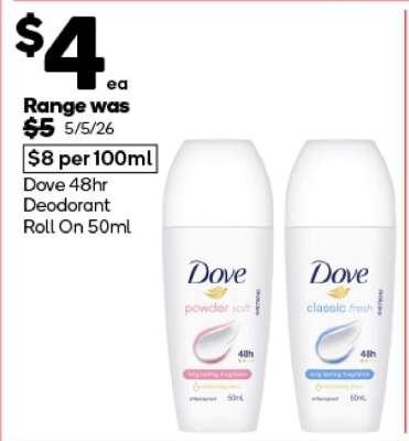 Dove 48hr Deodorant Roll On 50ml
