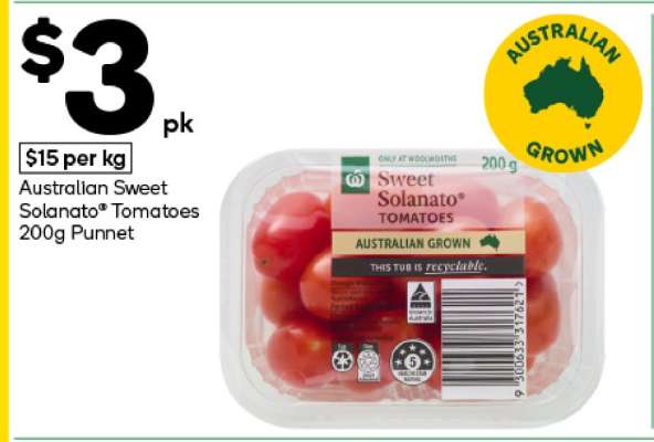 Australian Sweet Solanato® Tomatoes 200g Punnet