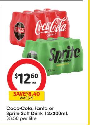 Coca-Cola, Fanta or Sprite Soft Drink 12x300mL