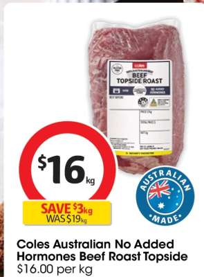 Coles Australian No Added Hormones Beef Roast Topside